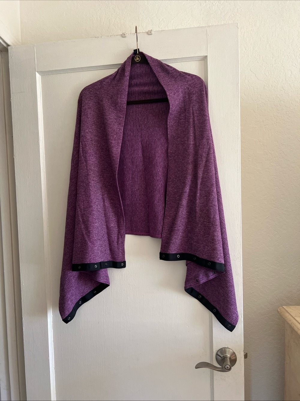 lululemon Vinyasa athletica Purple Open-Front Knit Wrap with Black Trim